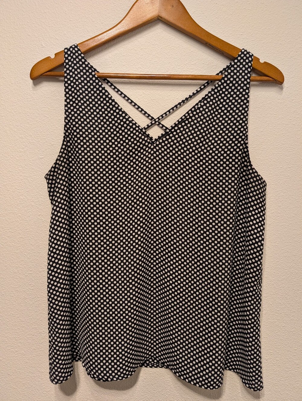 Sleeveless Black & White Polka Dot Blouse